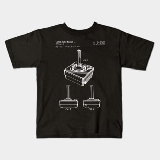 Joystick Patent - Retro Gamer Gaming Streamer Art - Black Chalkboard Kids T-Shirt